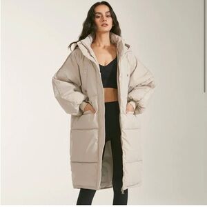 Commense Beige Long Hooded Parka Puffer Winter Womens Coat Size Large